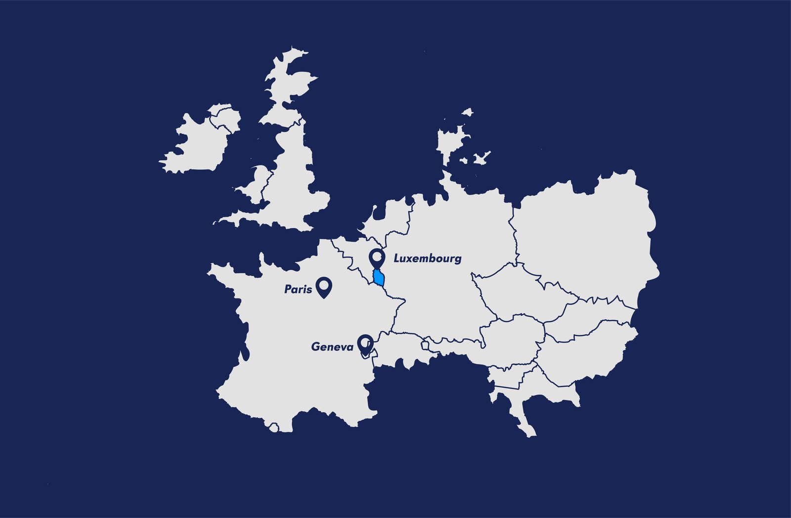 Our locations in Luxembourg, Bertrange, and Paris